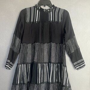 Zara Striped Black & White Babydoll Dress | Size Small
